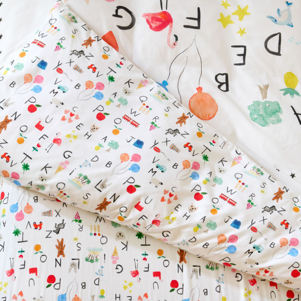 Parure de lit Abécédaire - Percale de...