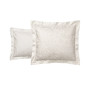 Taies d’oreiller Magnolia en satin de coton jacquard, coloris ivoire, ornées d’un motif floral ton sur ton.