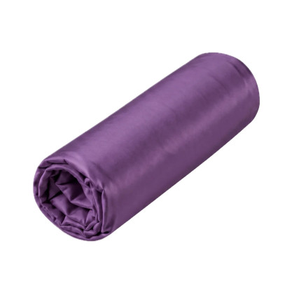 Drap-housse Magnolia en satin de coton uni 120 fils/cm², coloris violet.
