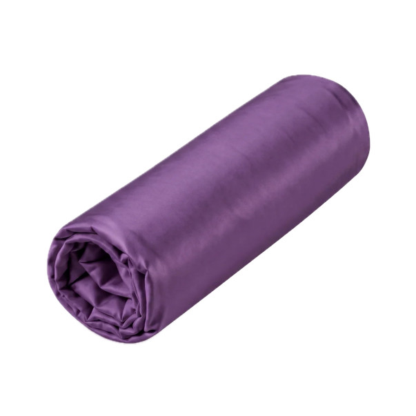 Drap-housse Magnolia en satin de coton uni 120 fils/cm², coloris violet.