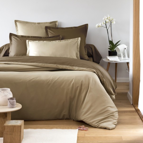 Coton 57 fils - Nouvelle gamme - Lin / Taupe | Linge de lit uni | Tradition des vosges