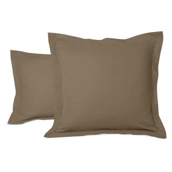 Taie Oreiller Unie 100% Coton Taupe | Linge de lit | Tradition des Vosges