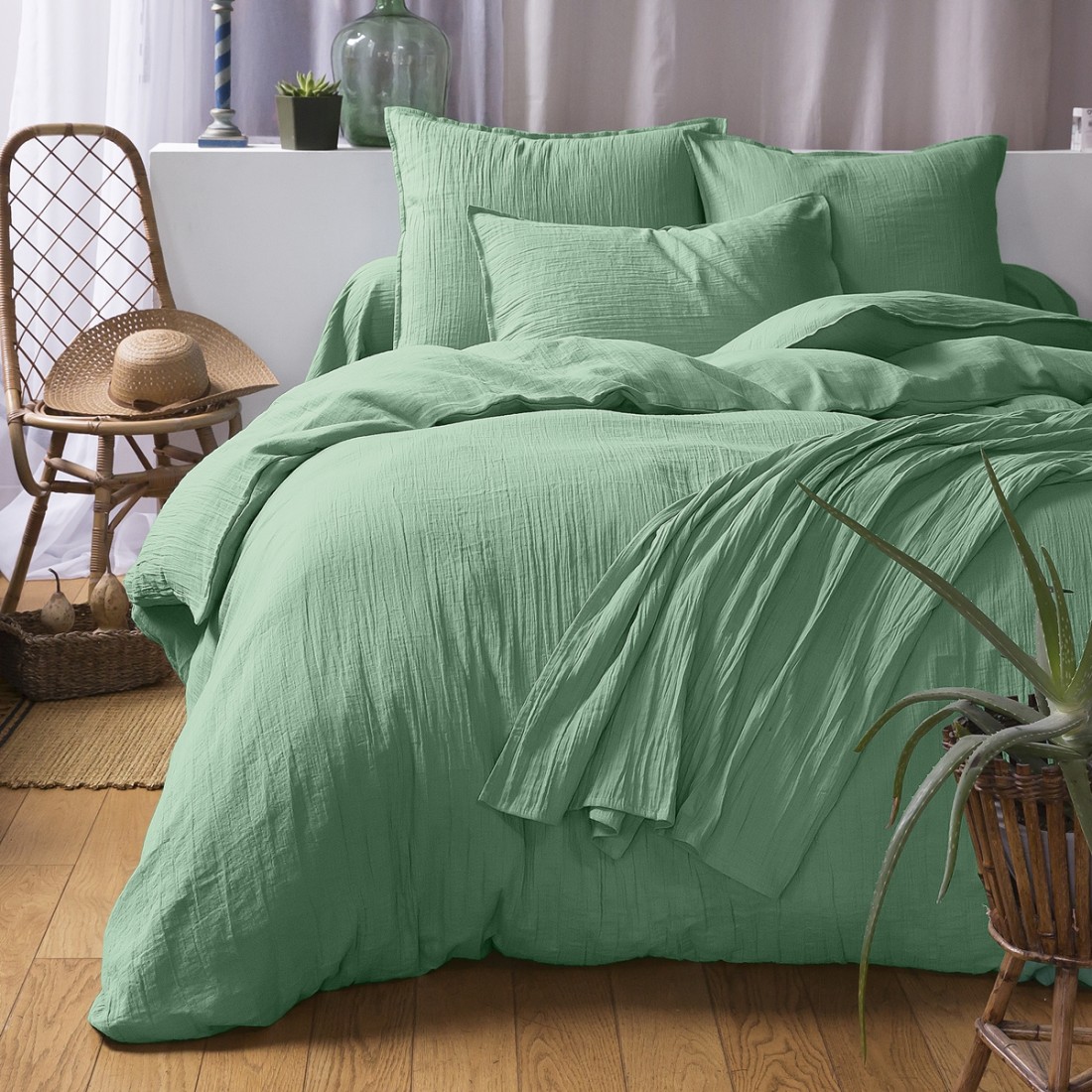 Plaid En Gaze De Coton Gaia – 180x220 Cm, Avec Franges, Couleur Safran | Couvre-lit Ou Jeté De Canapé, Lavable Machine
