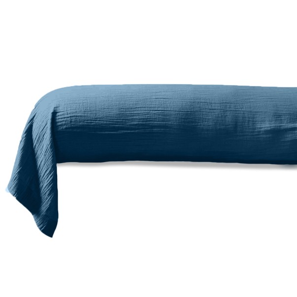 Taie Traversin Gaze De Coton Bleu Jean | Linge de lit | Tradition des Vosges