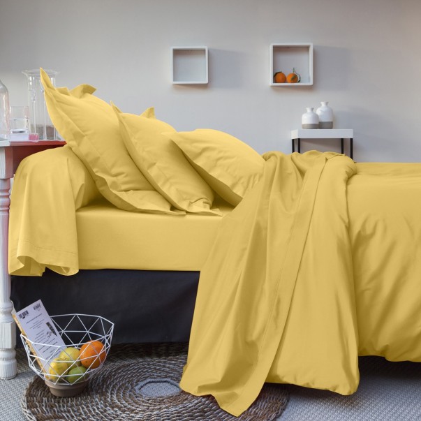 Drap-housse 57 Fils 100% Coton Banane - Nouvelle Gamme