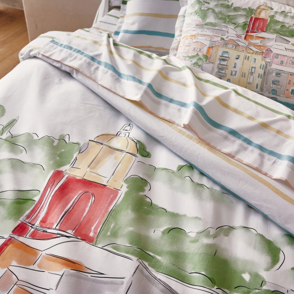 Drap plat rayé Paysage Varois -...
