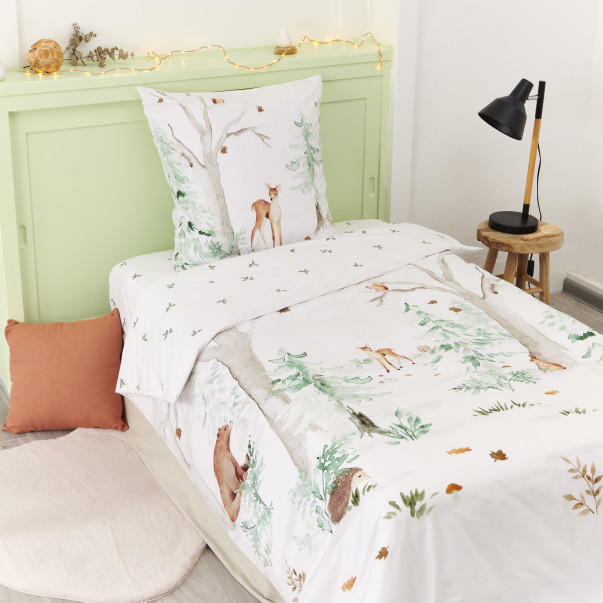 Housse de couette Faon - Percale de...