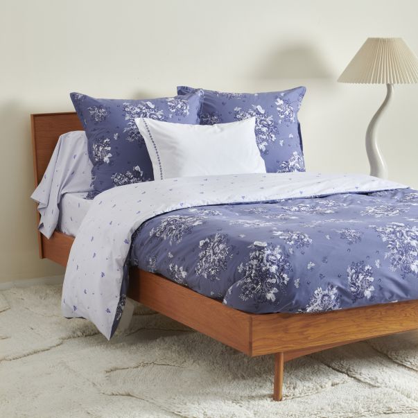 Housse de couette Poème Bleu - Percale de coton