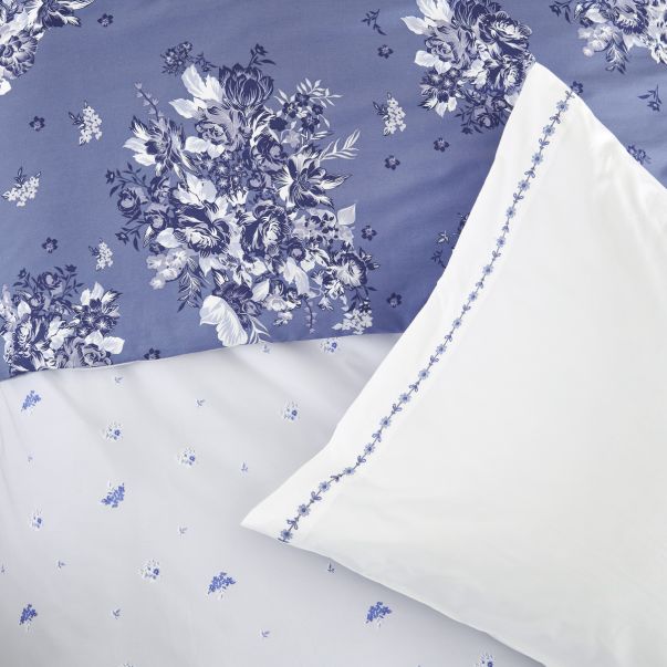 Housse de couette Poème Bleu - Percale de coton