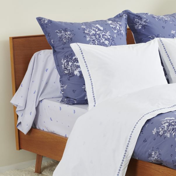 Taie d'oreiller Poème Bleu - Percale de coton