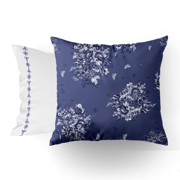Taie d'oreiller Poème Bleu - Percale de coton