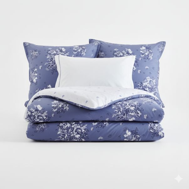 Blue Poem Pillowcase - Cotton Percale