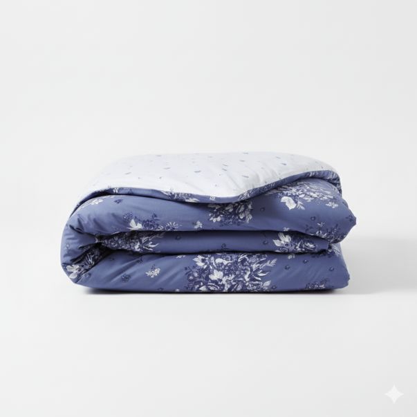 Housse de couette Poème Bleu - Percale de coton