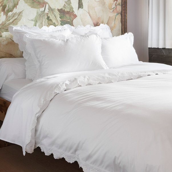 Drap plat brodée Héloïse - Percale de...